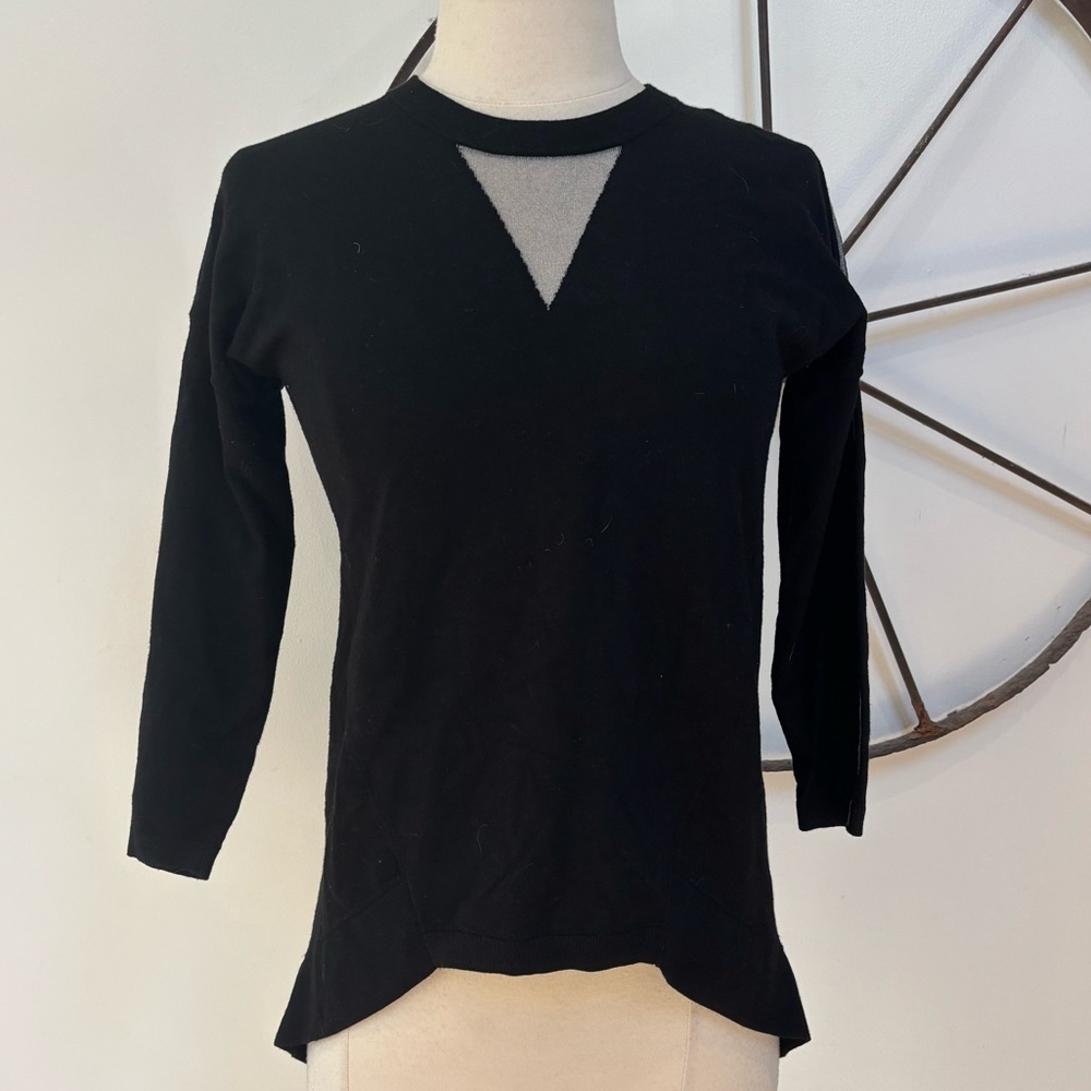 Karen Millen black mesh cut out knit top